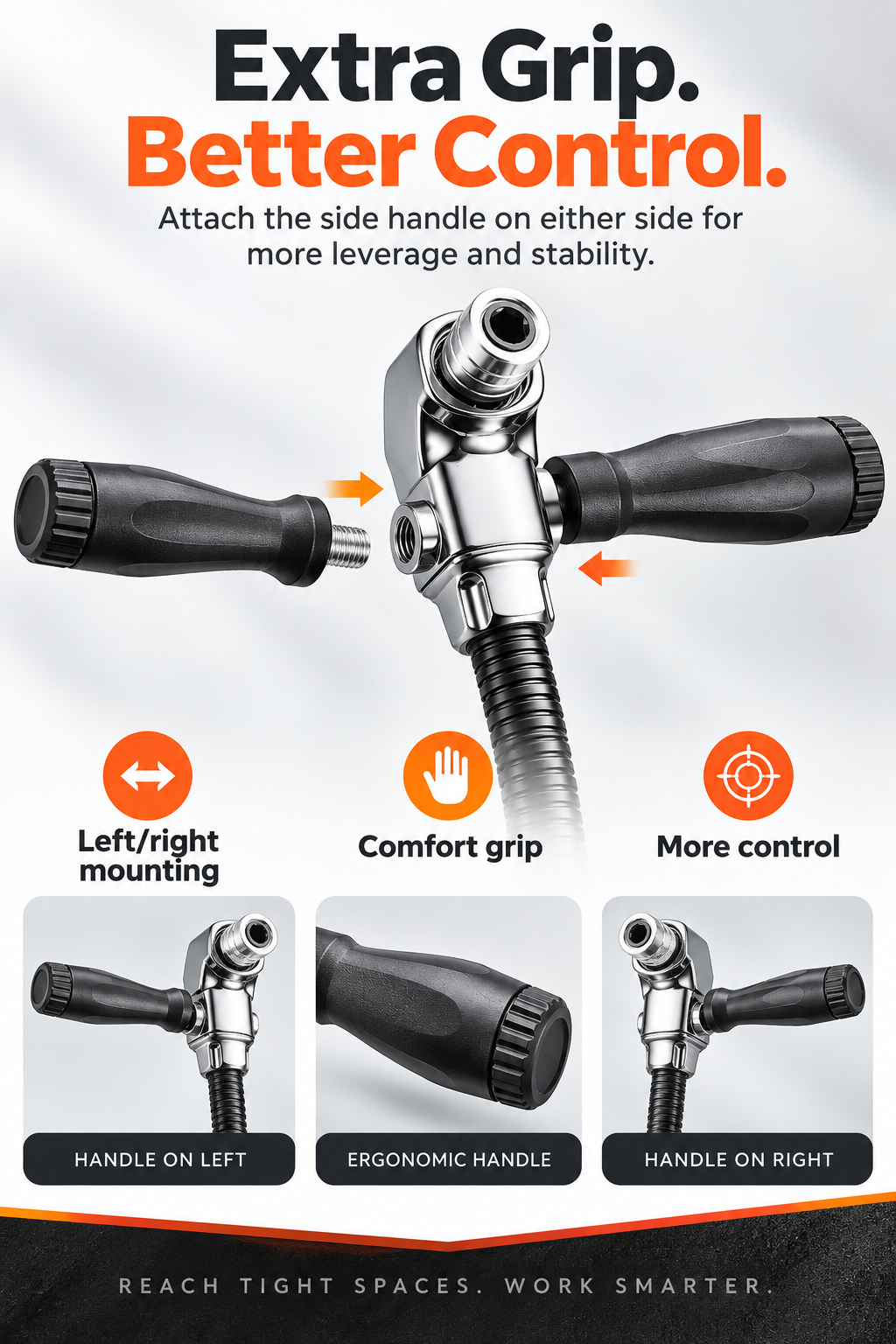 105° Flexible Right Angle Drill Attachment with Side Handle, Angle Screwdriver Adapter for Cordless Drill, DIY, Auto & Cabinet Repair