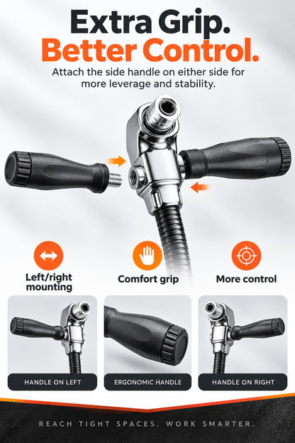 105° Flexible Right Angle Drill Attachment with Side Handle, Angle Screwdriver Adapter for Cordless Drill, DIY, Auto & Cabinet Repair